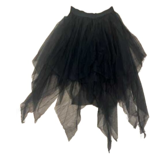 Black Handkerchief Hem Layered Tulle Skirt Halloween, Holiday Versatile - Picture 5 of 5